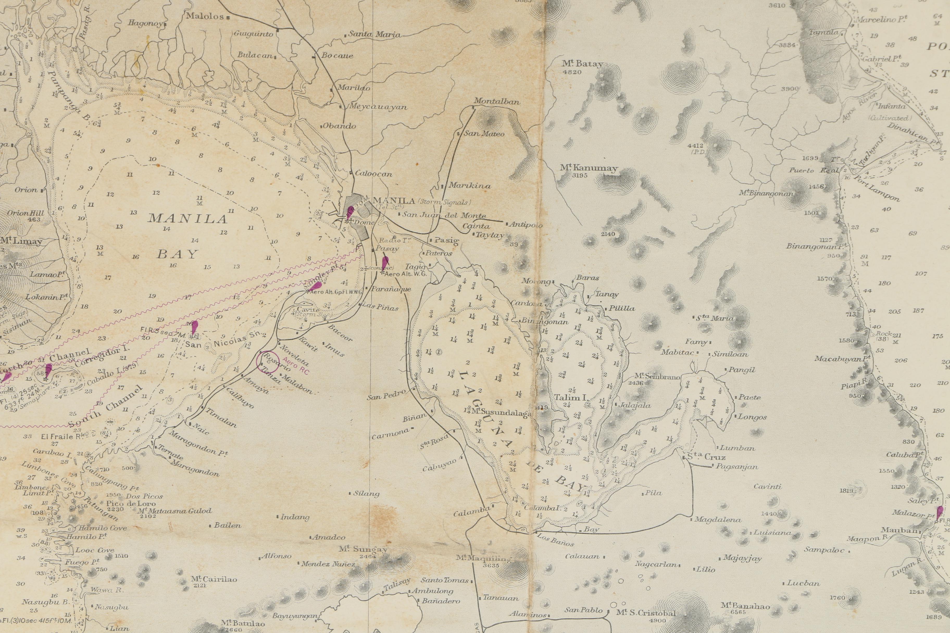 Vintage Lithograph Map of Luzon in The Philippines