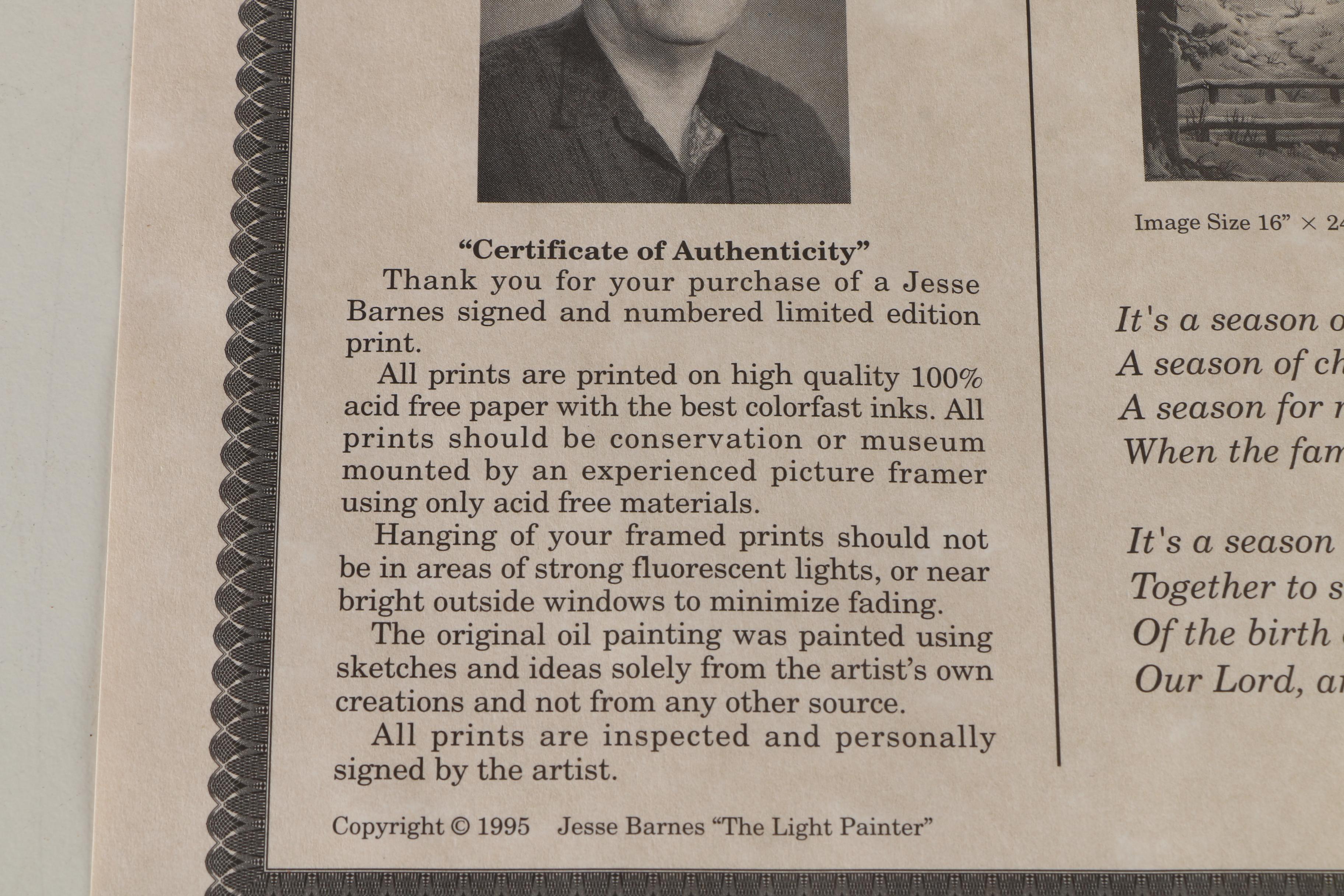 Jesse Barnes Limited Edition Offset Lithograph "Spirit of the Season"