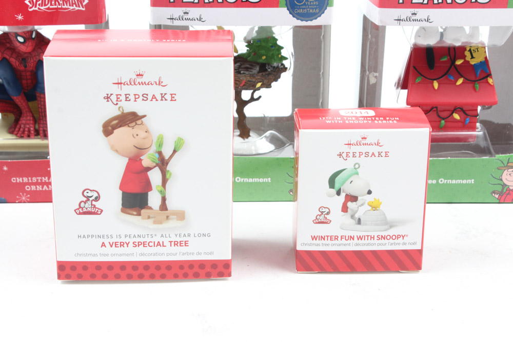 Peanuts and Spider-Man Christmas Ornaments