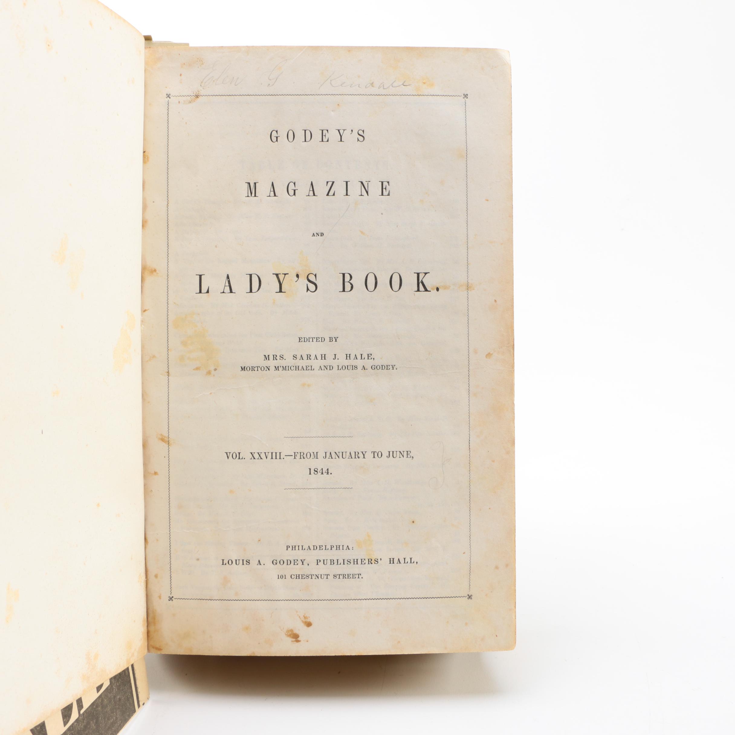 1844–1845 "Godey's Lady's Book" Bound Volumes
