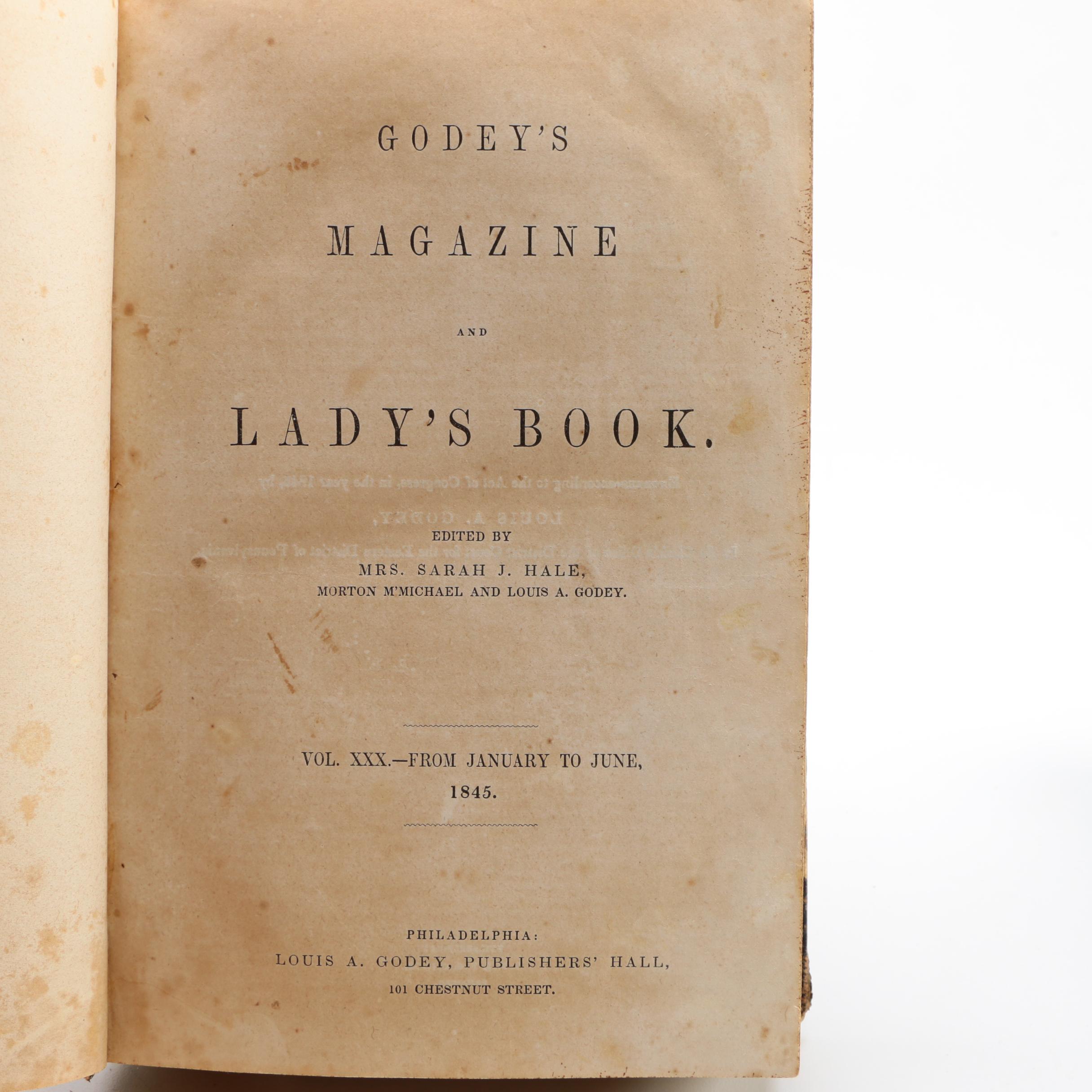 1844–1845 "Godey's Lady's Book" Bound Volumes