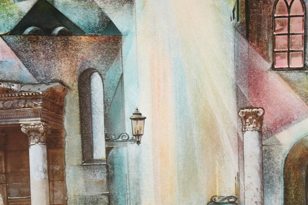 Pair of Armin Birkel Embellished Offset Lithographs on Paper