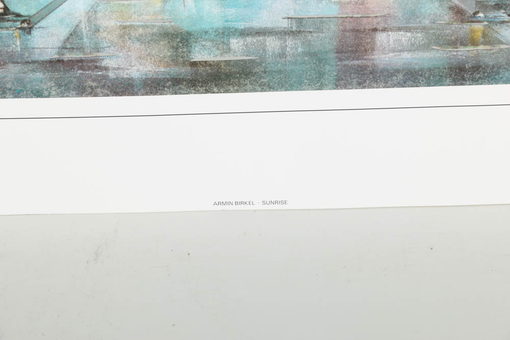 Pair of Armin Birkel Embellished Offset Lithographs on Paper