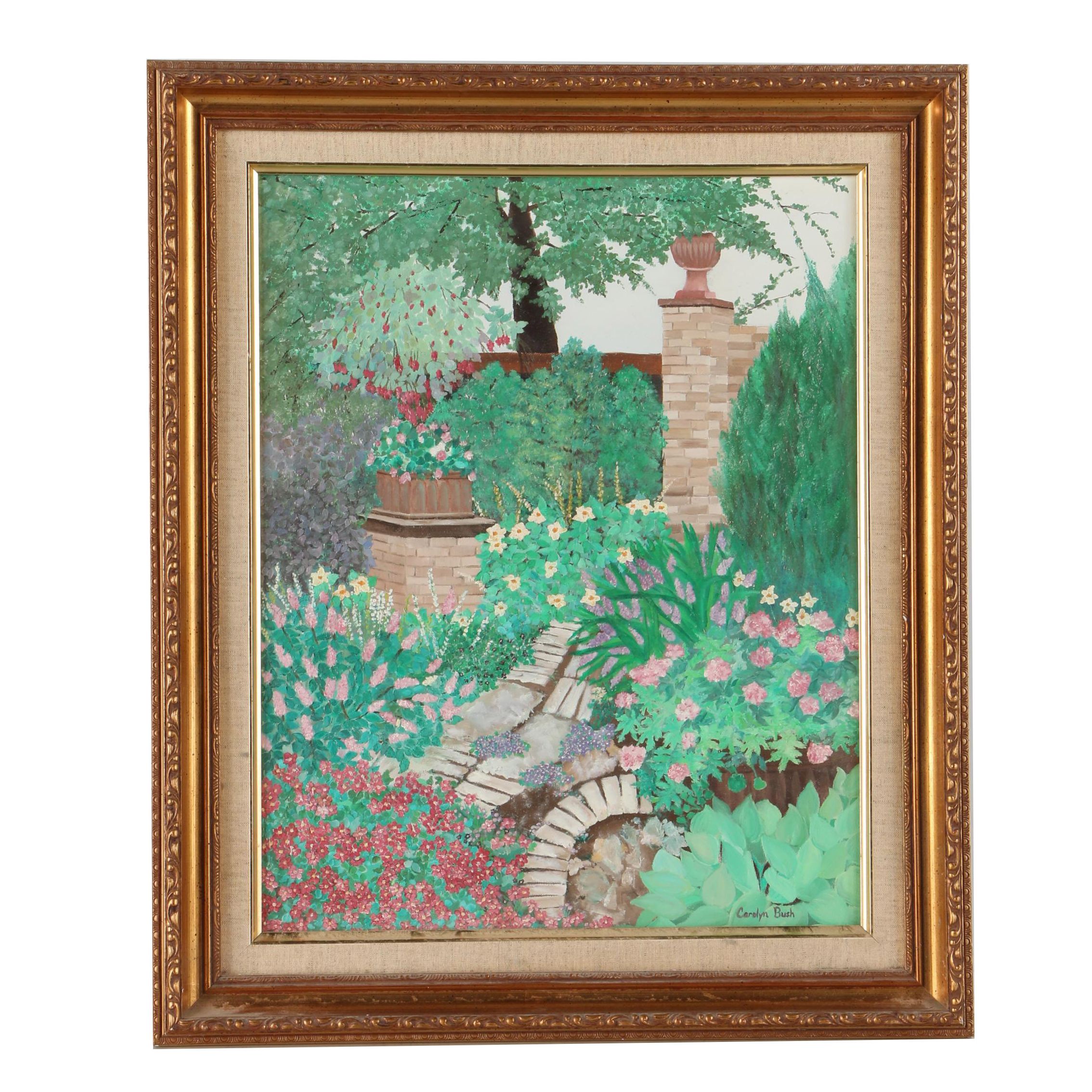 Carolyn Bush Oil on Canvas of a Terrace