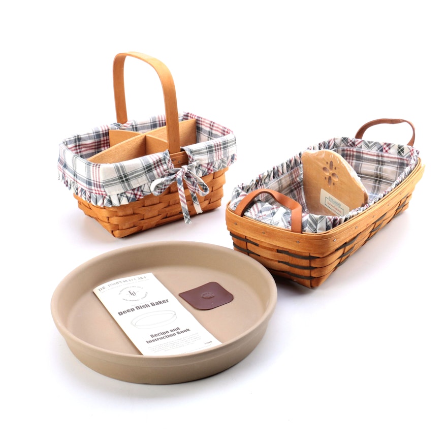 Longaberger Baskets with Dividers and Deep Dish Baker