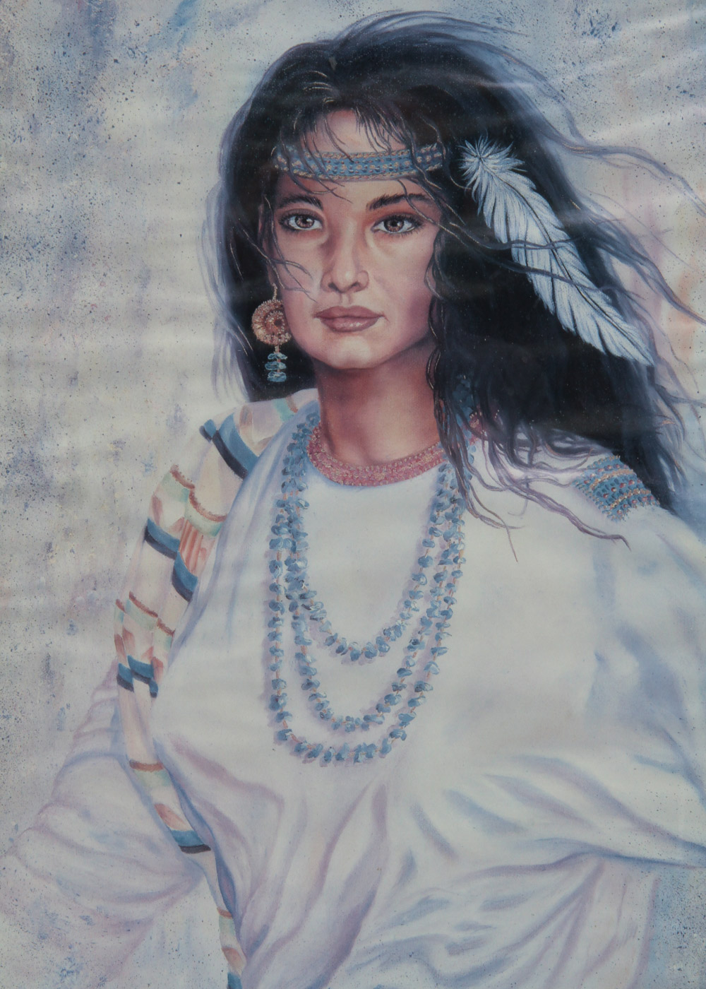 Offset Lithograph After Jonnie K. Kostoff Painting "One Feather Maiden"