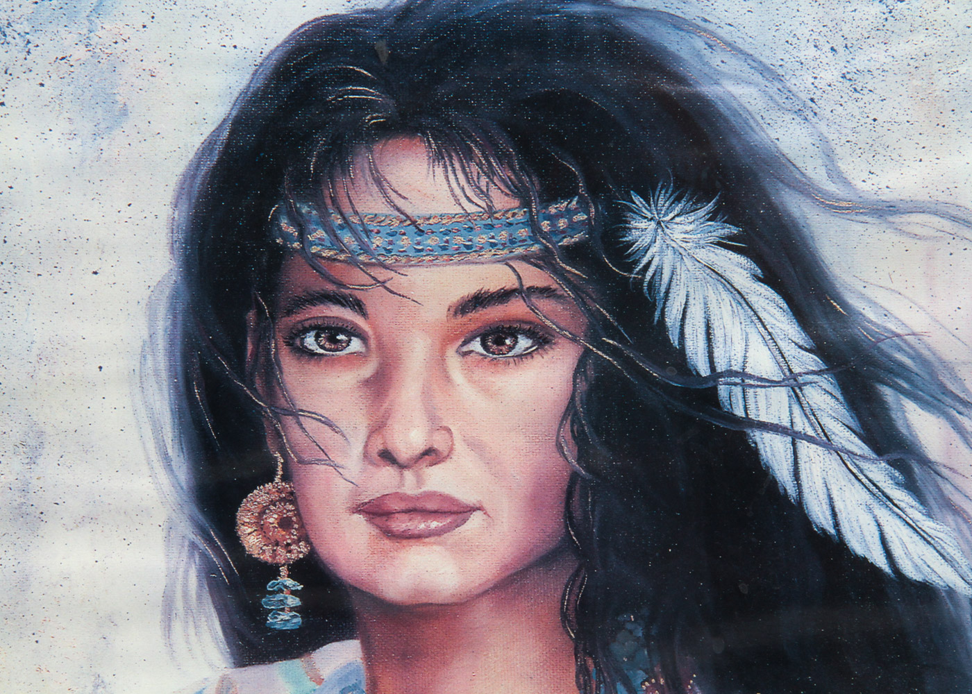 Offset Lithograph After Jonnie K. Kostoff Painting "One Feather Maiden"