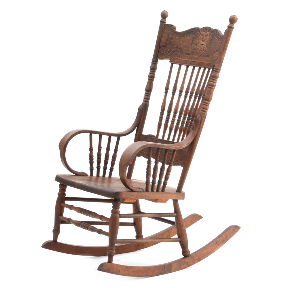 Antique Press-Back Rocking Chair