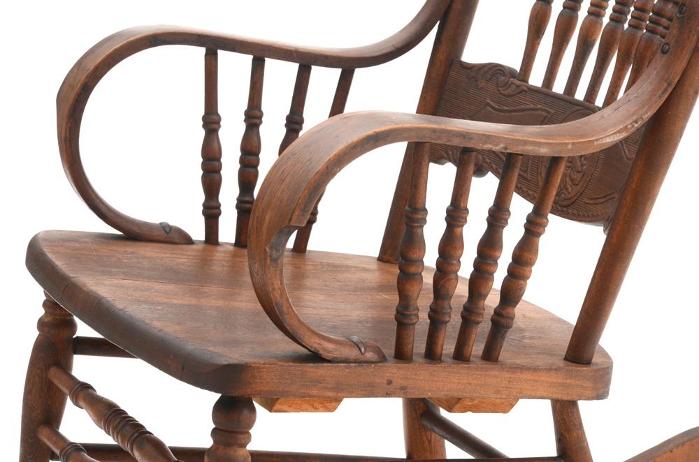 Antique Press-Back Rocking Chair