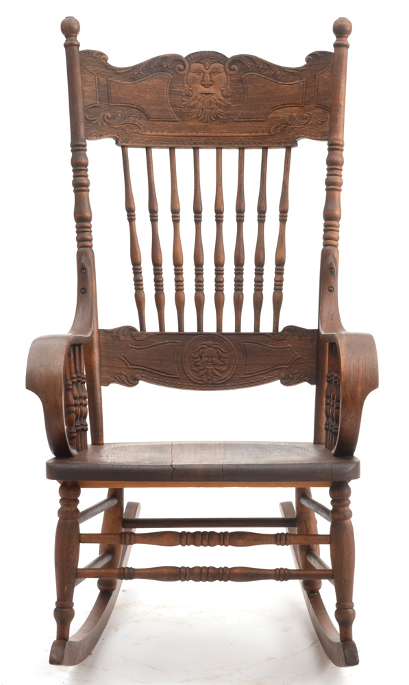 Antique Press-Back Rocking Chair