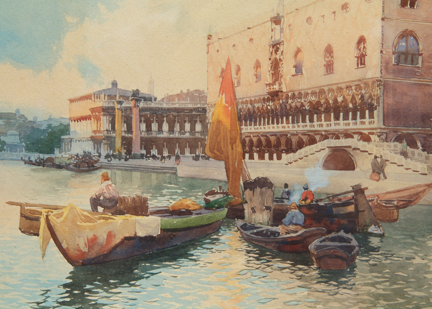 Watercolor Painting on Paper of Venice
