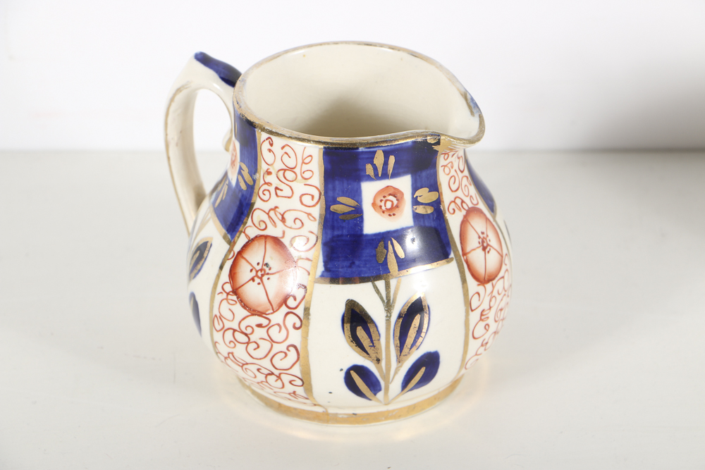 Gaudy Welsh Tea Cups and Sadler Cream Pitcher  and Sugar Bowl