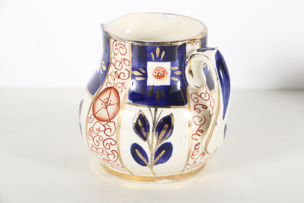 Gaudy Welsh Tea Cups and Sadler Cream Pitcher  and Sugar Bowl