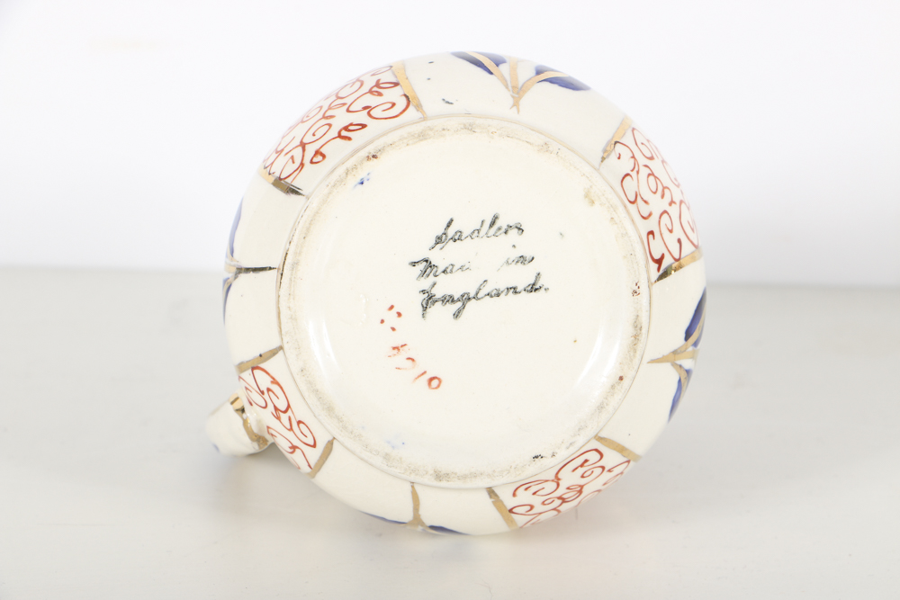 Gaudy Welsh Tea Cups and Sadler Cream Pitcher  and Sugar Bowl