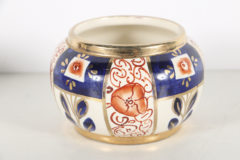 Gaudy Welsh Tea Cups and Sadler Cream Pitcher  and Sugar Bowl