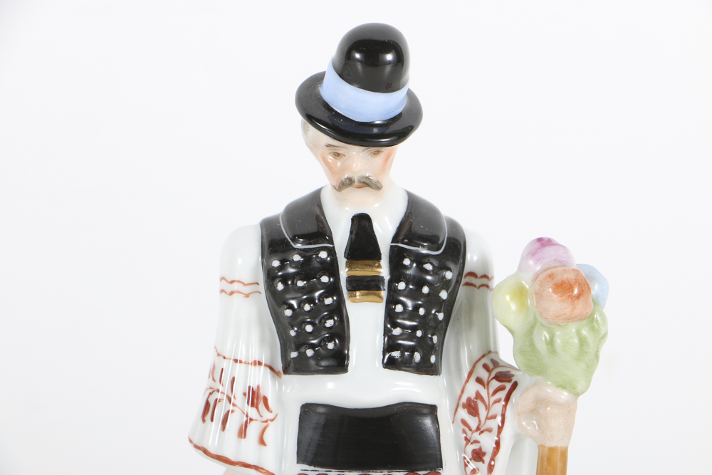 Three "Herend" Hand Painted Porcelain Wedding Figures