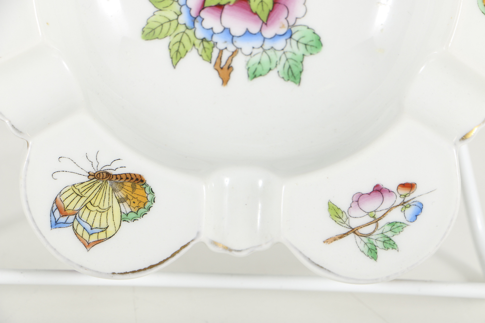 Two Herend Porcelain "Queen Victoria" Ashtrays