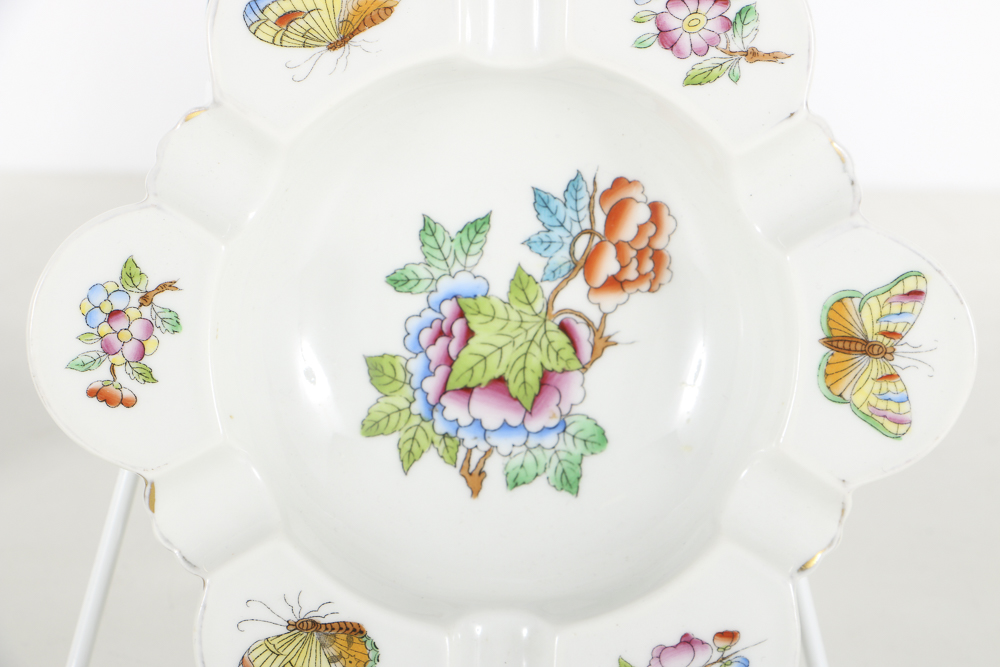 Two Herend Porcelain "Queen Victoria" Ashtrays