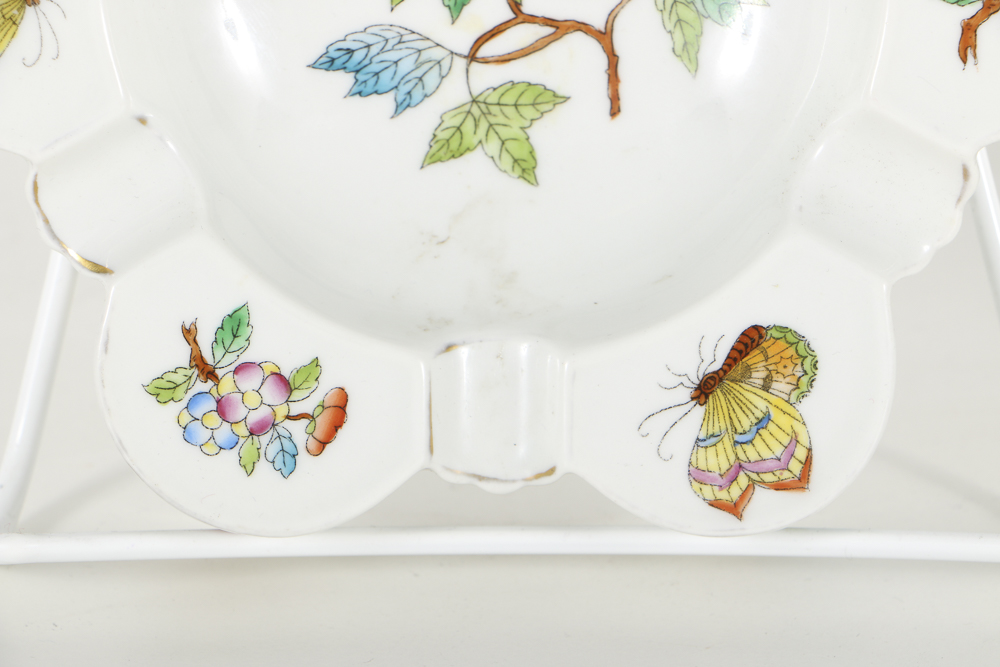 Two Herend Porcelain "Queen Victoria" Ashtrays