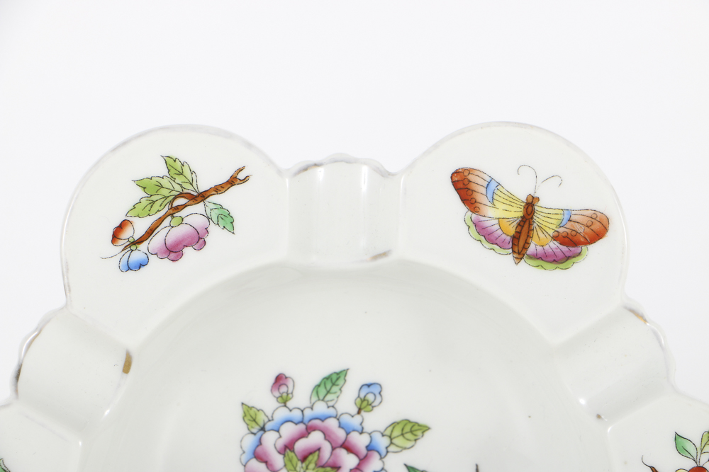 Two Herend Porcelain "Queen Victoria" Ashtrays