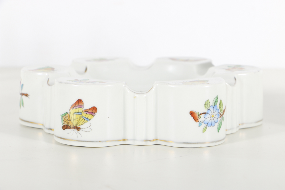 Two Herend Porcelain "Queen Victoria" Ashtrays