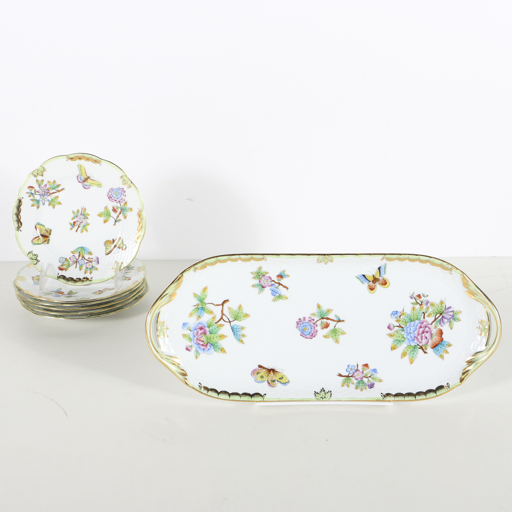 Herend "Queen Victoria" Hand Painted Pastry Set