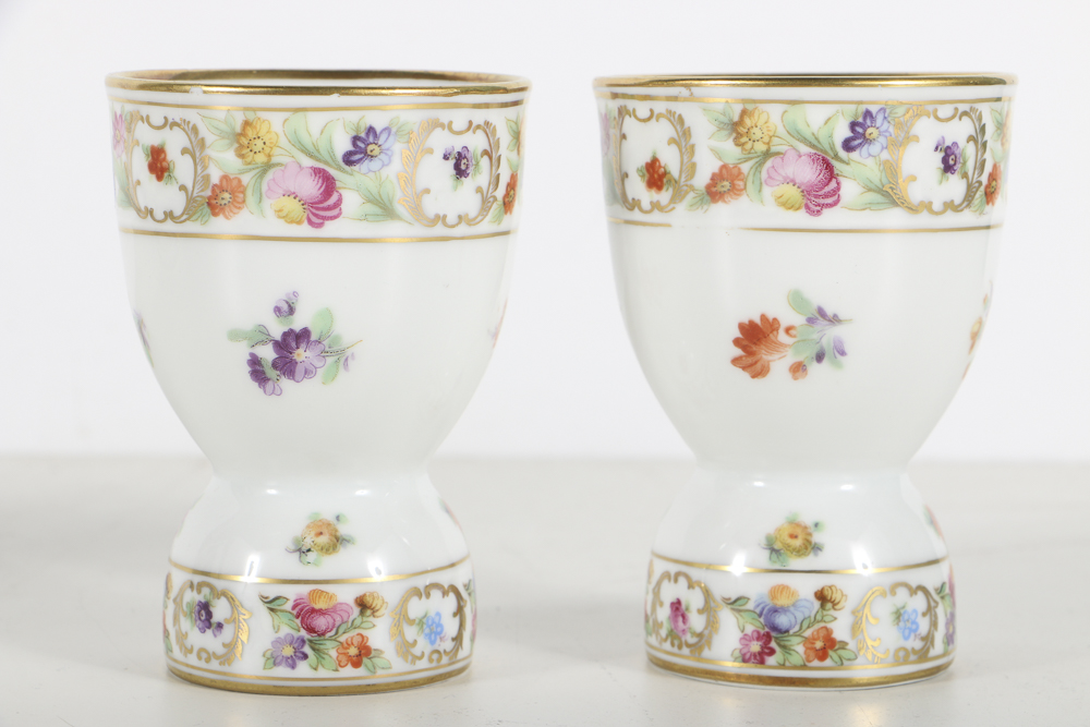 Schumann Bavarian  " Empress Dresden Flowers" Demitasse and Egg Cups