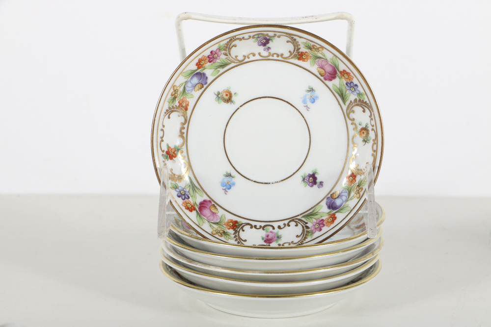 Schumann Bavarian  " Empress Dresden Flowers" Demitasse and Egg Cups