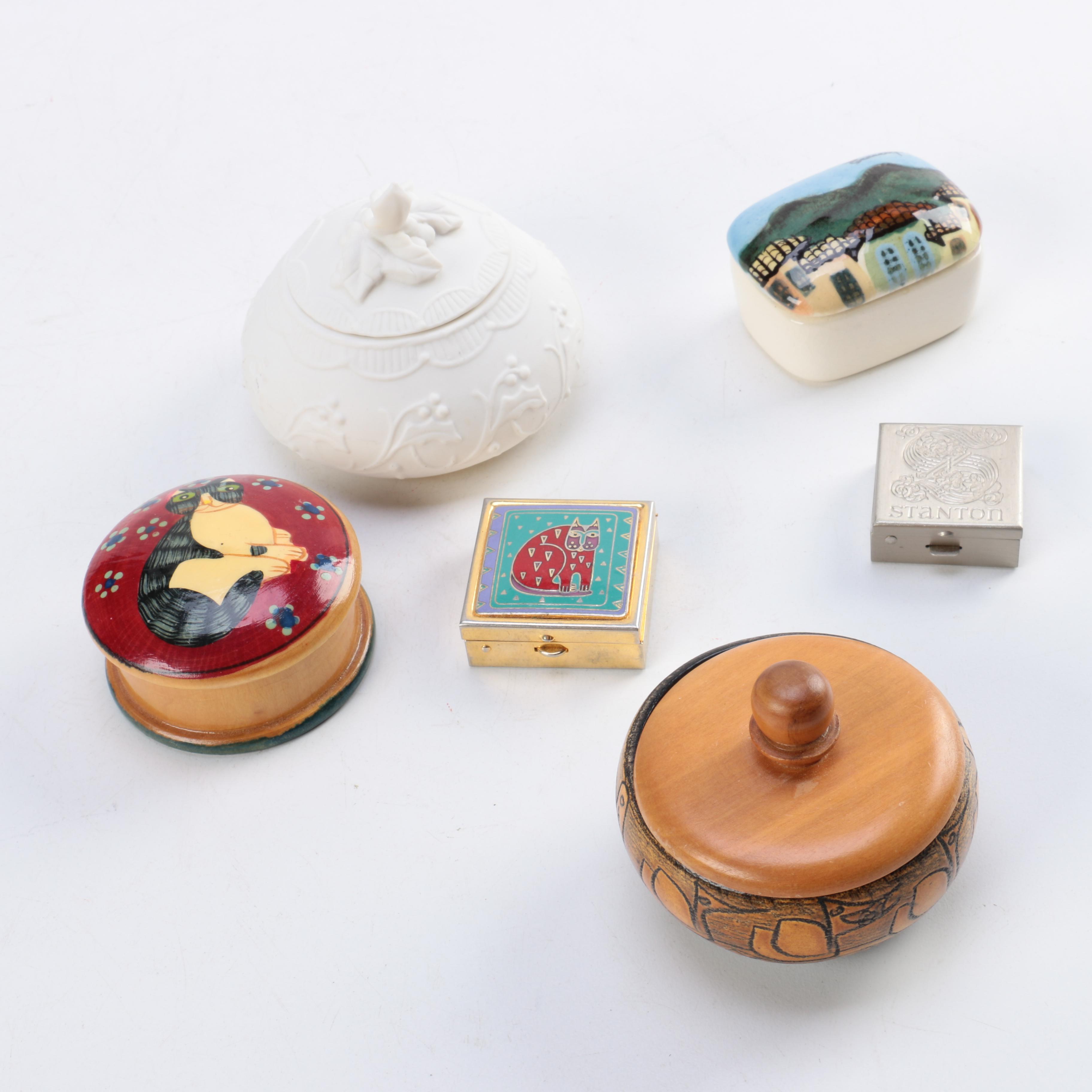 Assorted Trinket Boxes Including Laurel Burch Enamel Box.