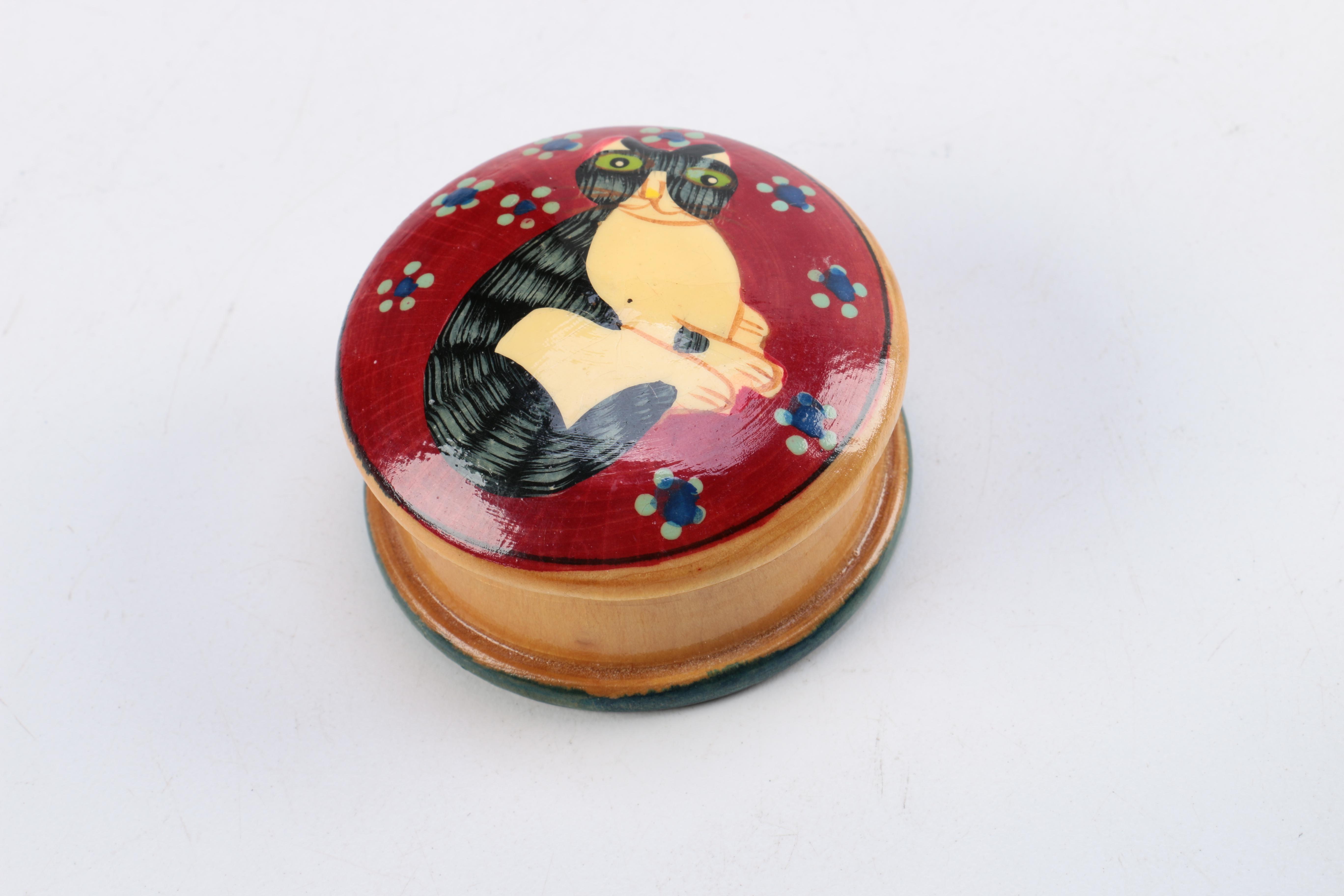 Assorted Trinket Boxes Including Laurel Burch Enamel Box.