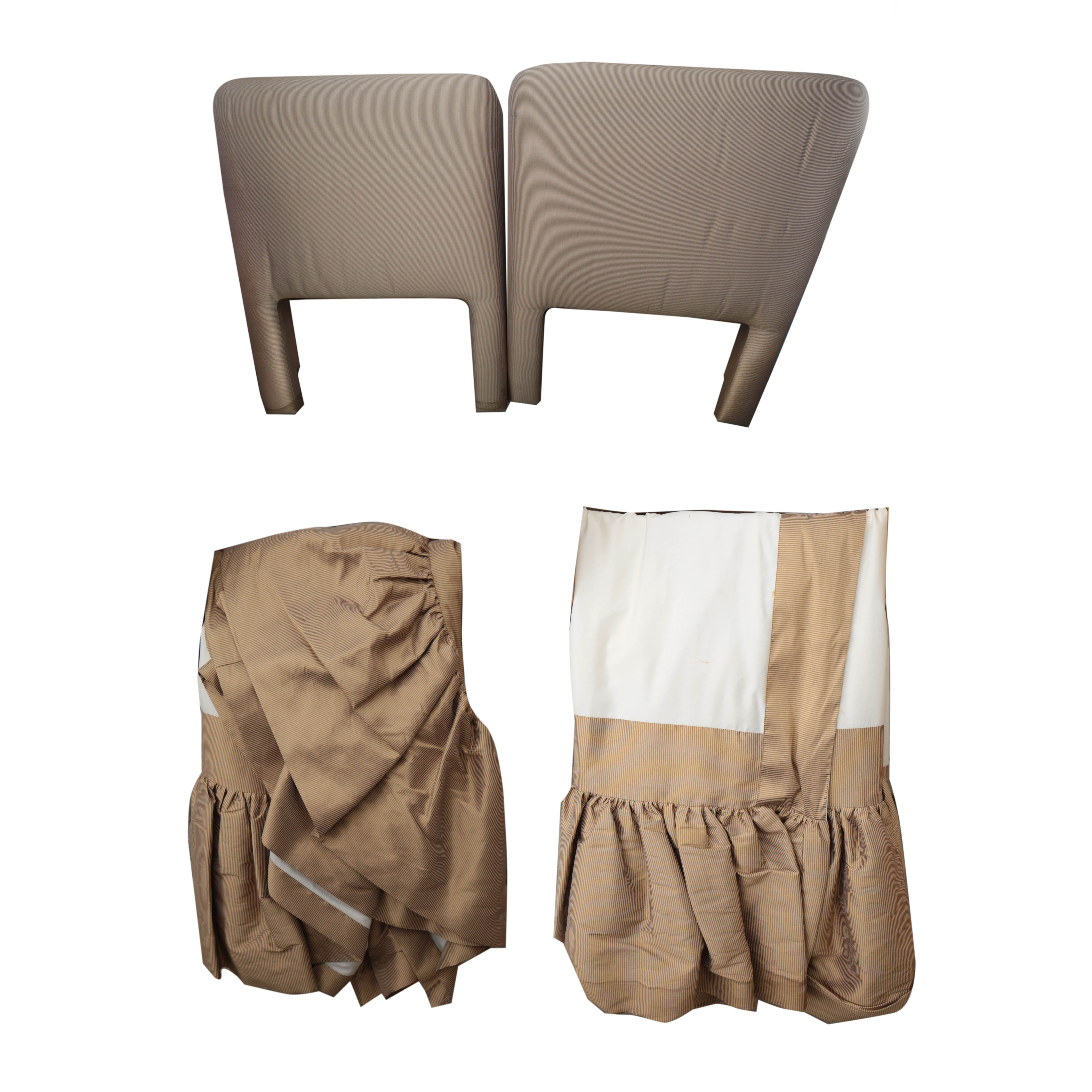 Silk Upholstered Twin Size Headboards by D. Langston and Bedding