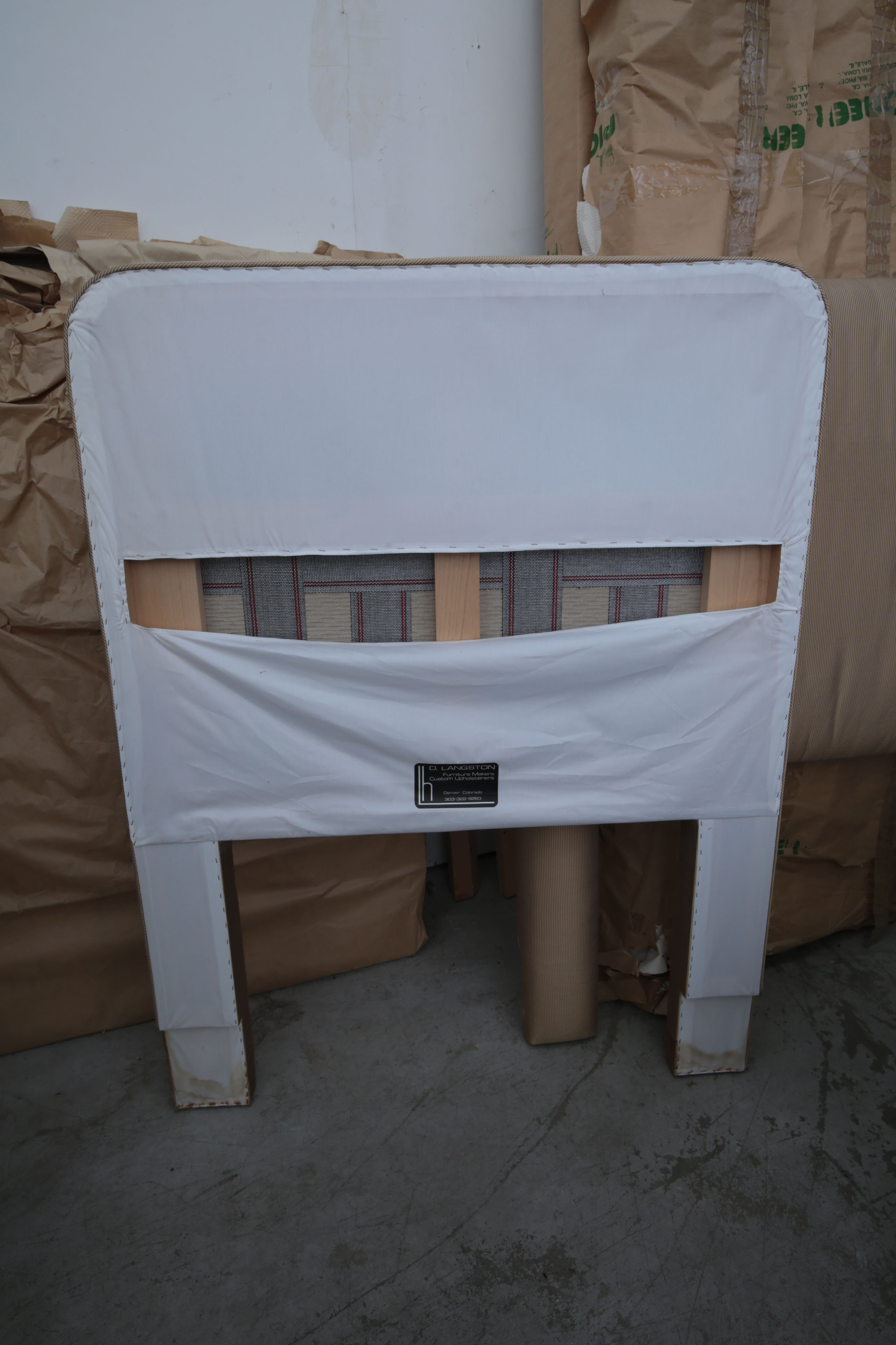 Silk Upholstered Twin Size Headboards by D. Langston and Bedding