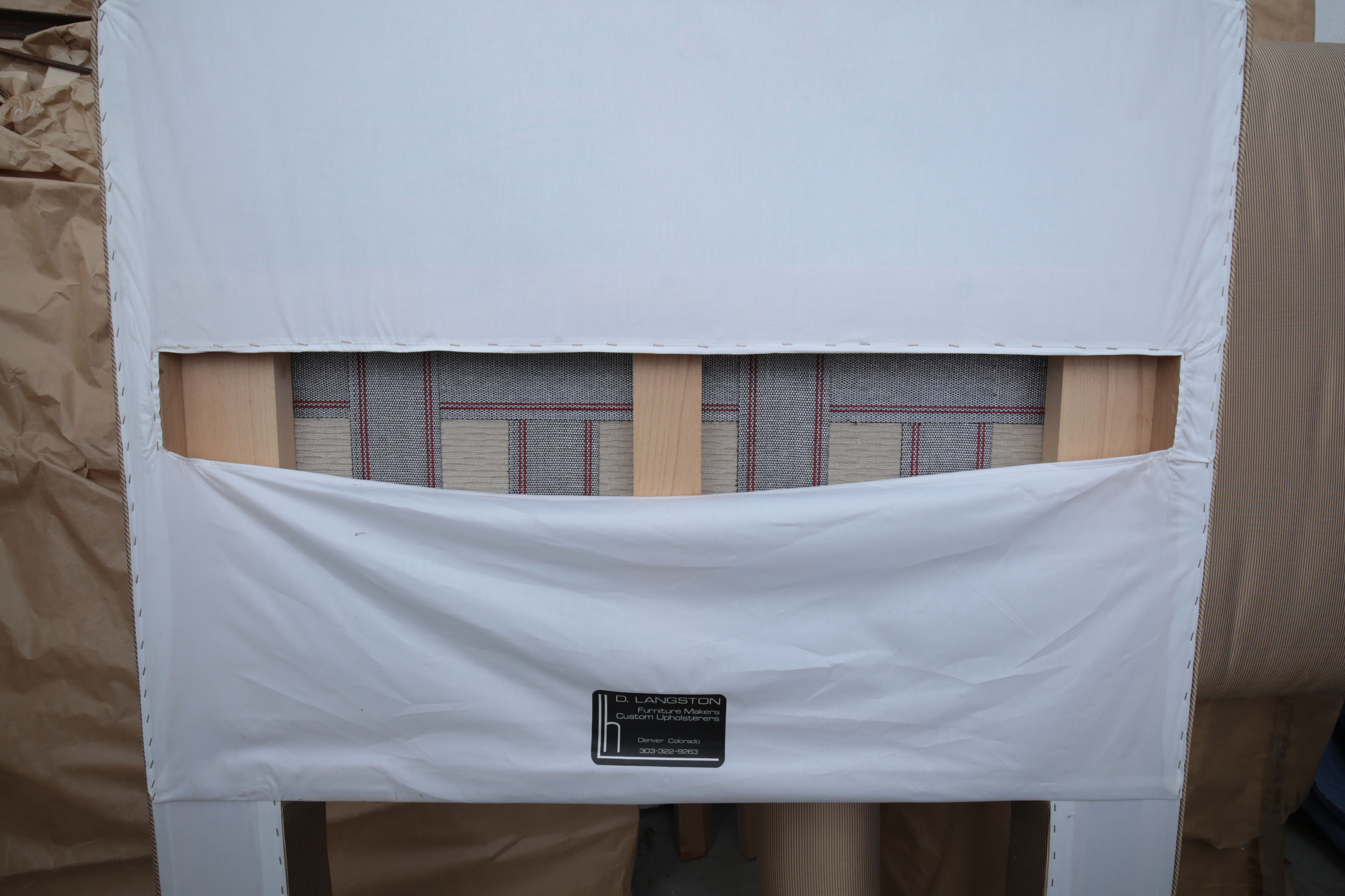 Silk Upholstered Twin Size Headboards by D. Langston and Bedding