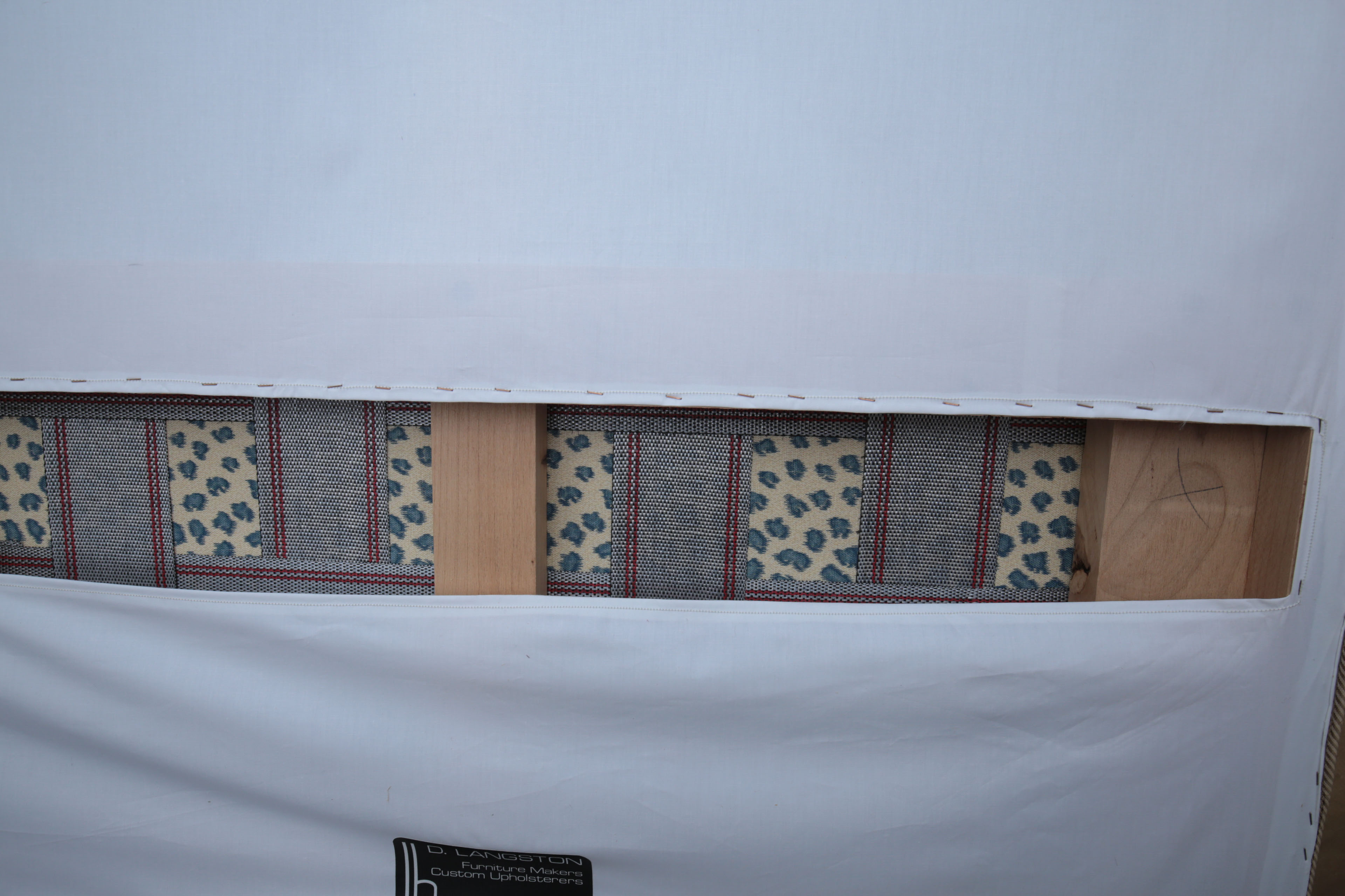 Silk Upholstered Twin Size Headboards by D. Langston and Bedding