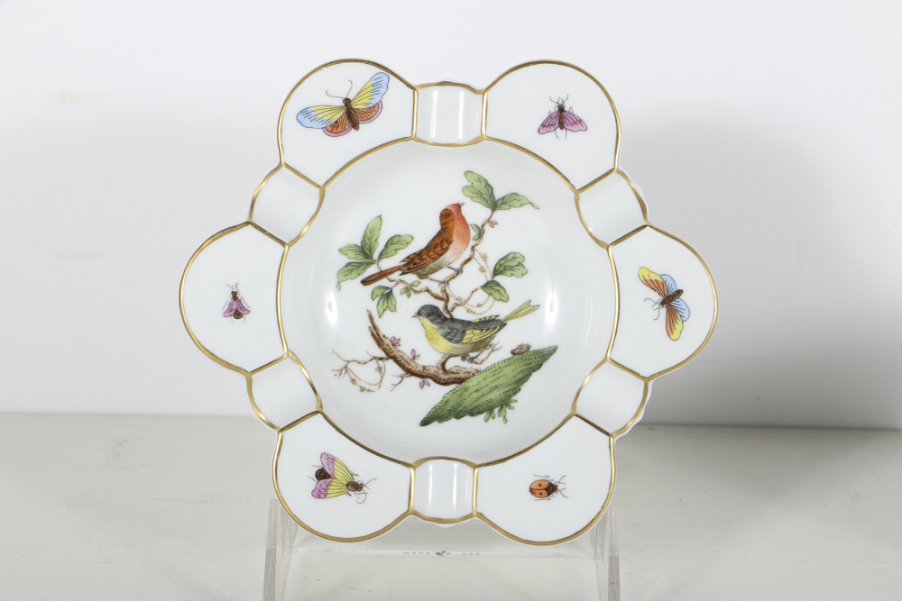 Herend "Rothschild Birds" Porcelain Mug, Candlestick and Ashtray