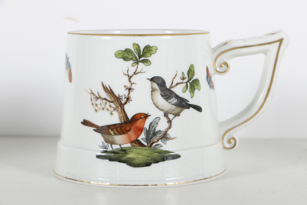 Herend "Rothschild Birds" Porcelain Mug, Candlestick and Ashtray
