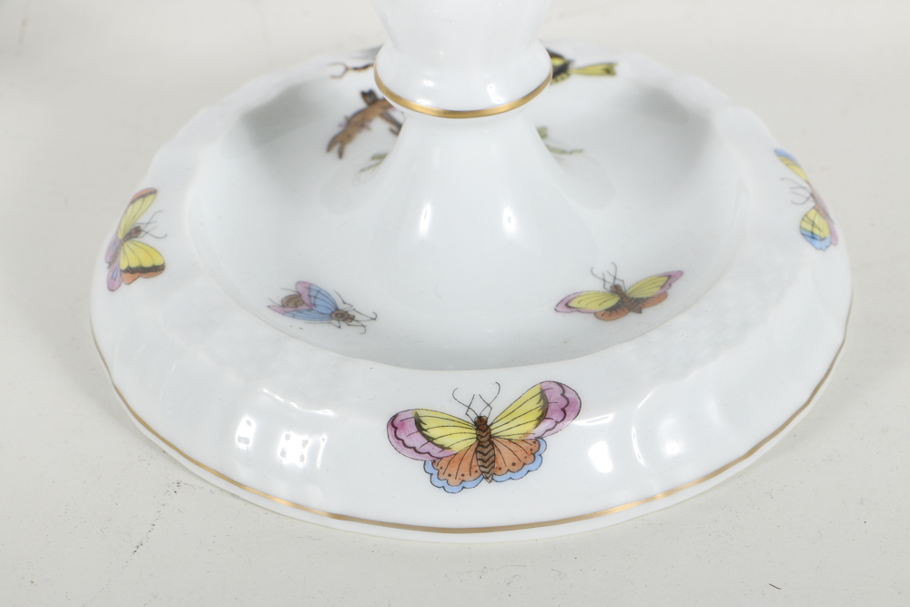 Herend "Rothschild Birds" Porcelain Mug, Candlestick and Ashtray