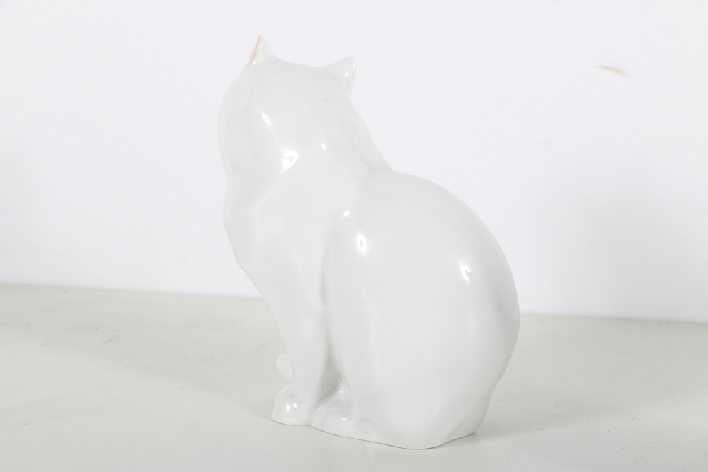 Herend White Porcelain Feline Figurines