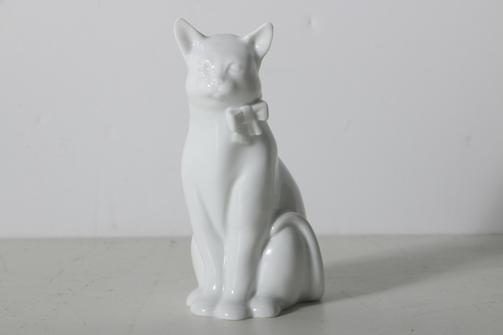 Herend White Porcelain Feline Figurines