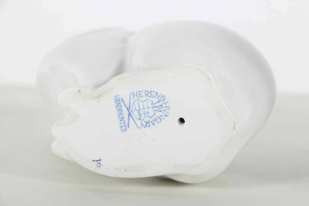 Herend White Porcelain Feline Figurines