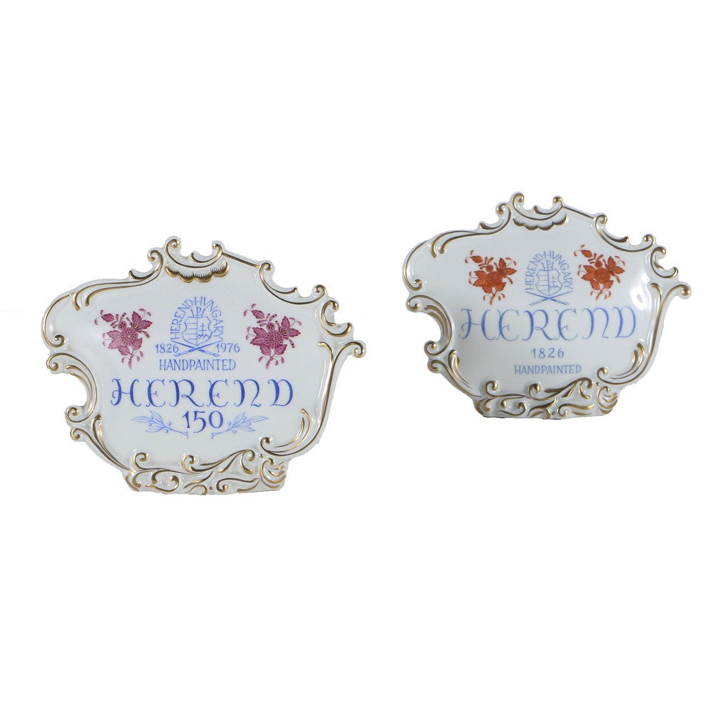 Pair of Herend Porcelain Merchandising Signs