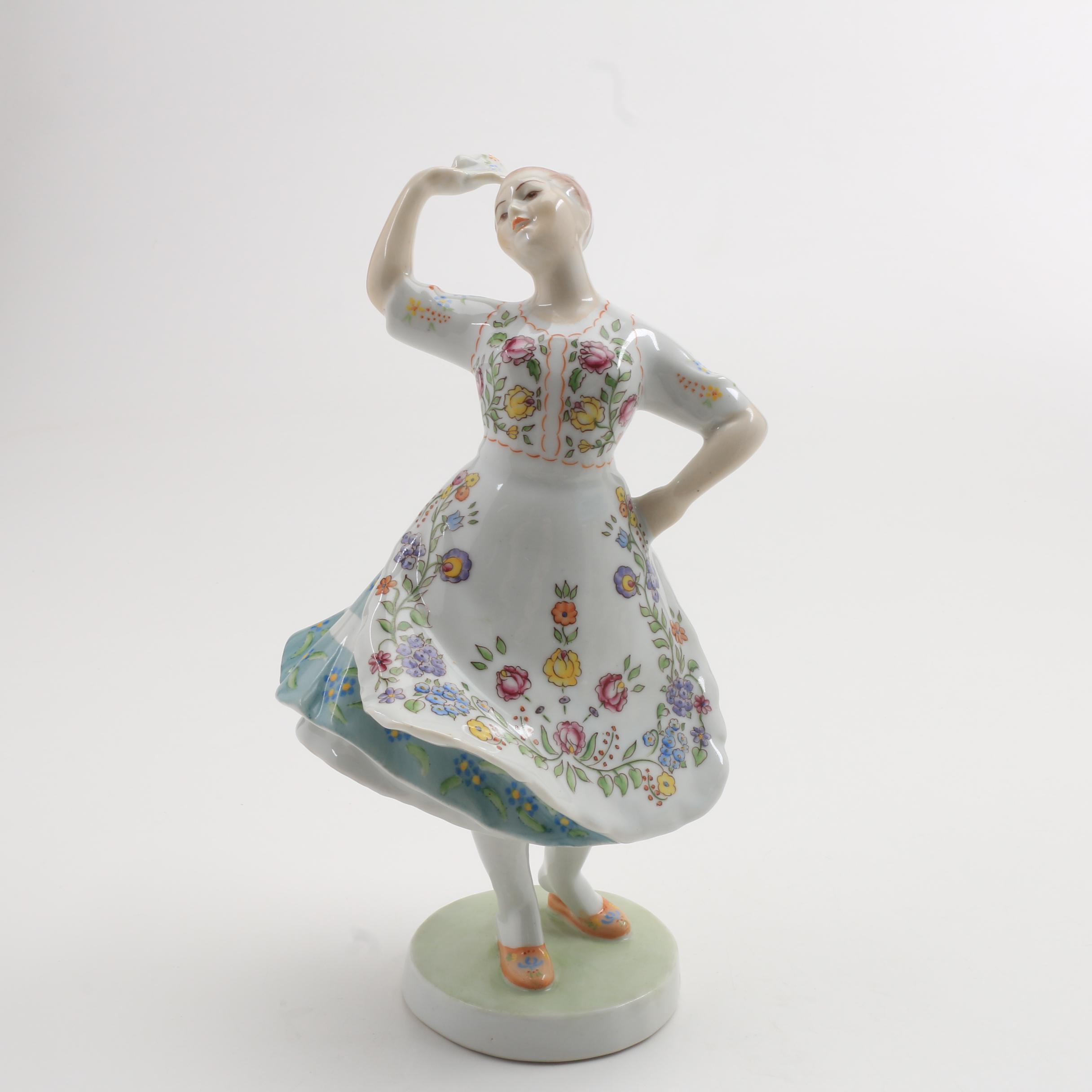 Zsolnay Porcelain Figurine of Young Woman