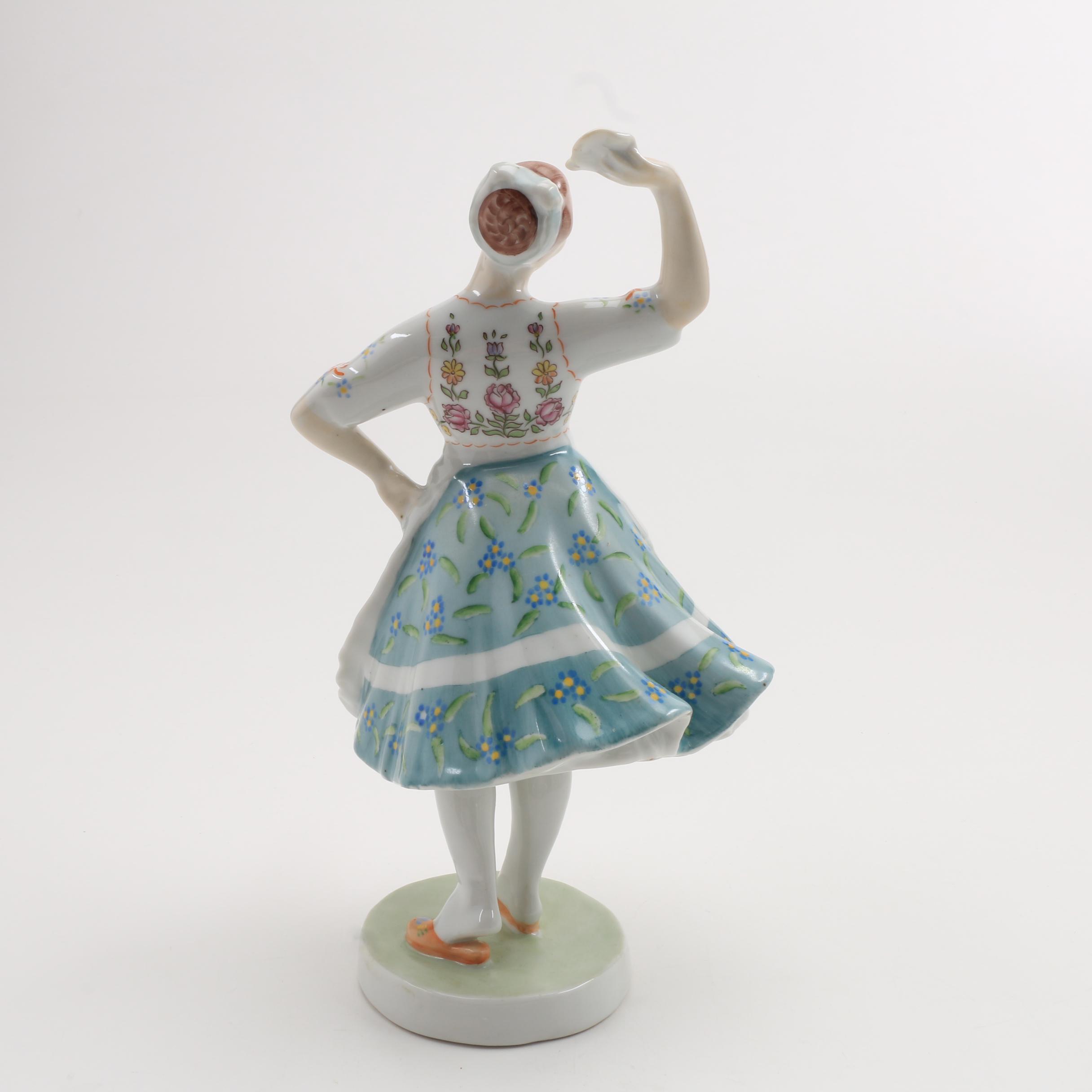 Zsolnay Porcelain Figurine of Young Woman