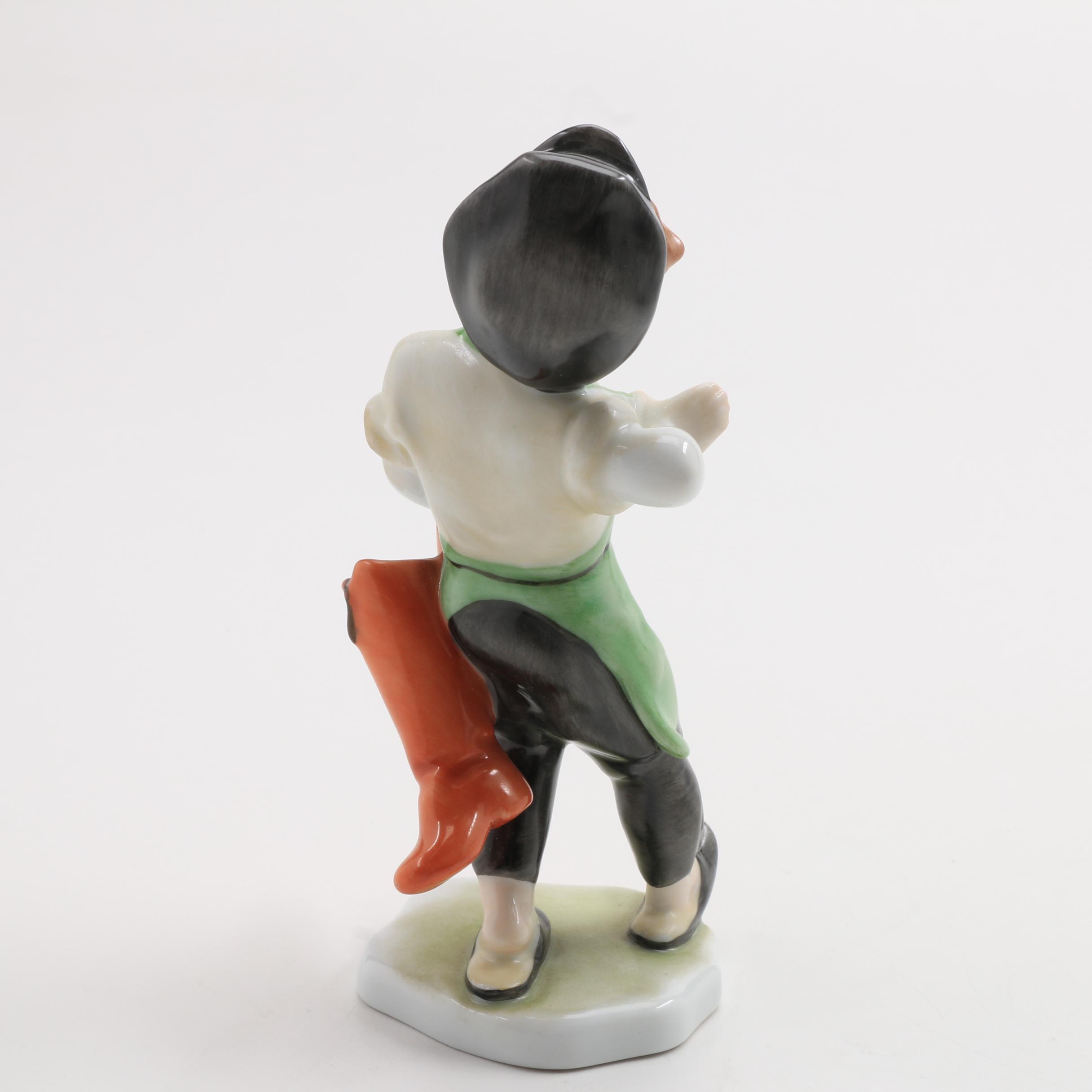 Herend Porcelain Figurine Of A Boy With Boots