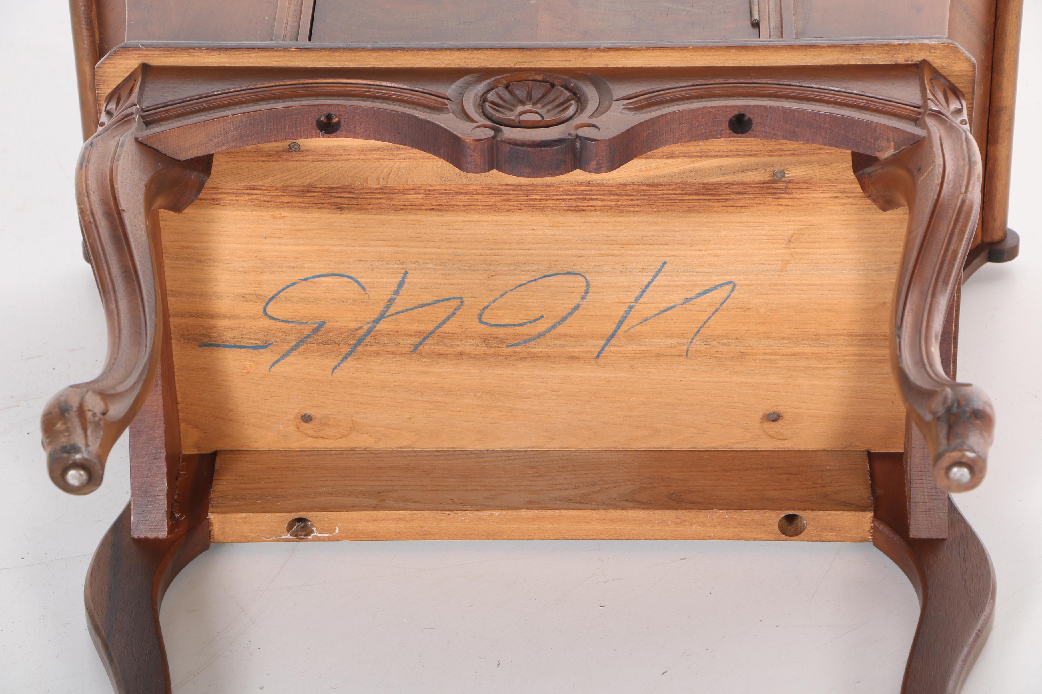 Vintage Queen Anne Style Walnut Humidor and Magazine Rack