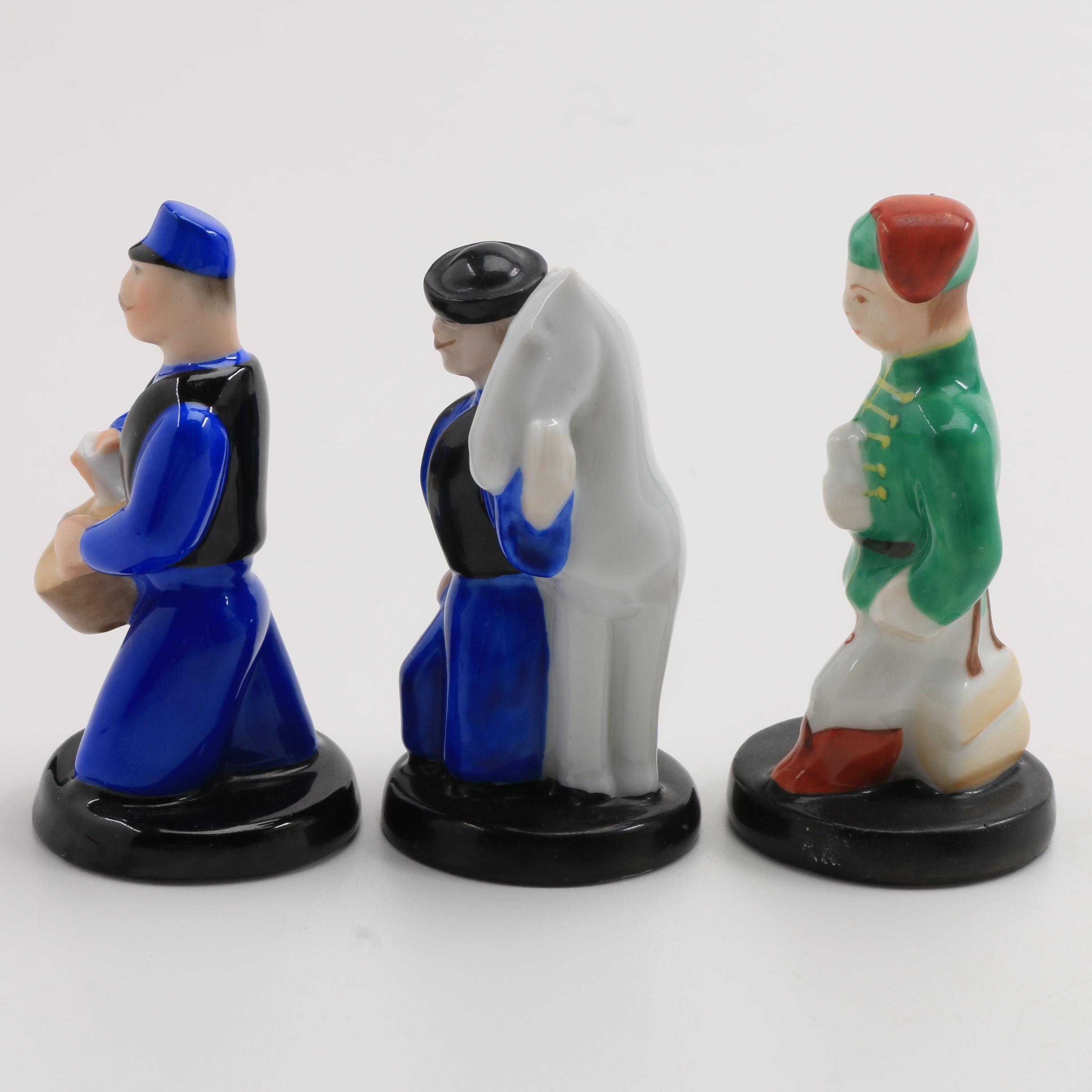 Three Small Herend Porcelain Chess Figurines