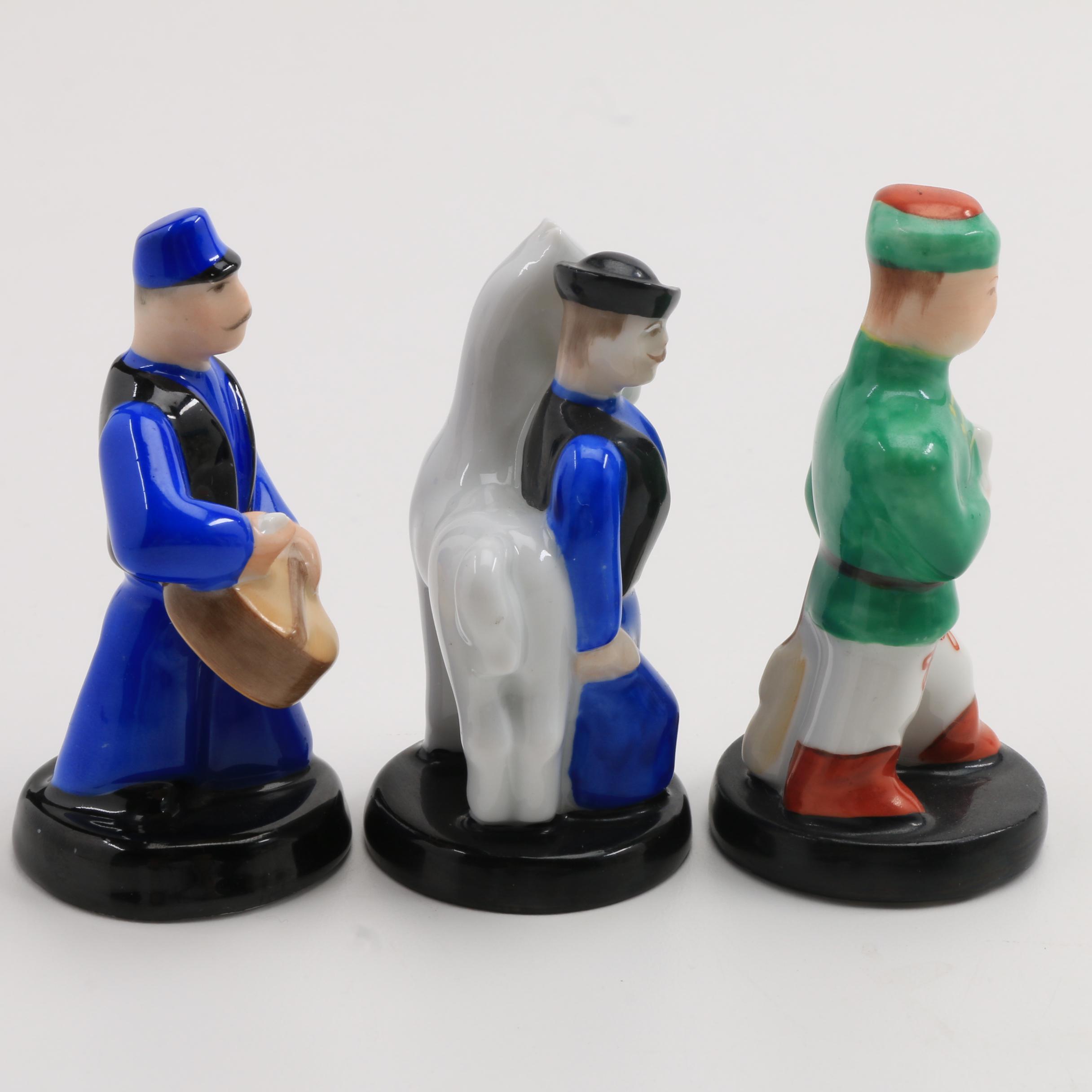 Three Small Herend Porcelain Chess Figurines