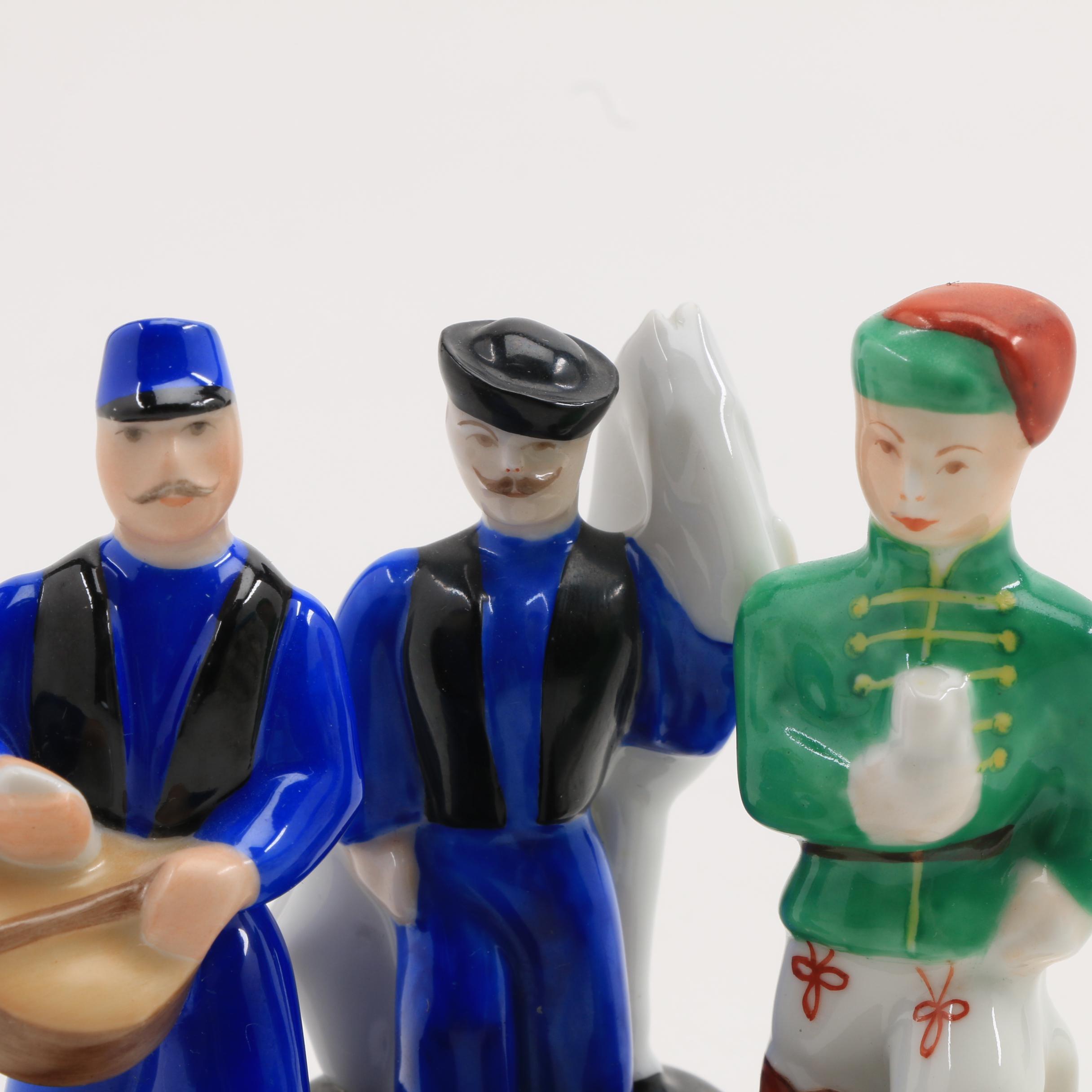 Three Small Herend Porcelain Chess Figurines