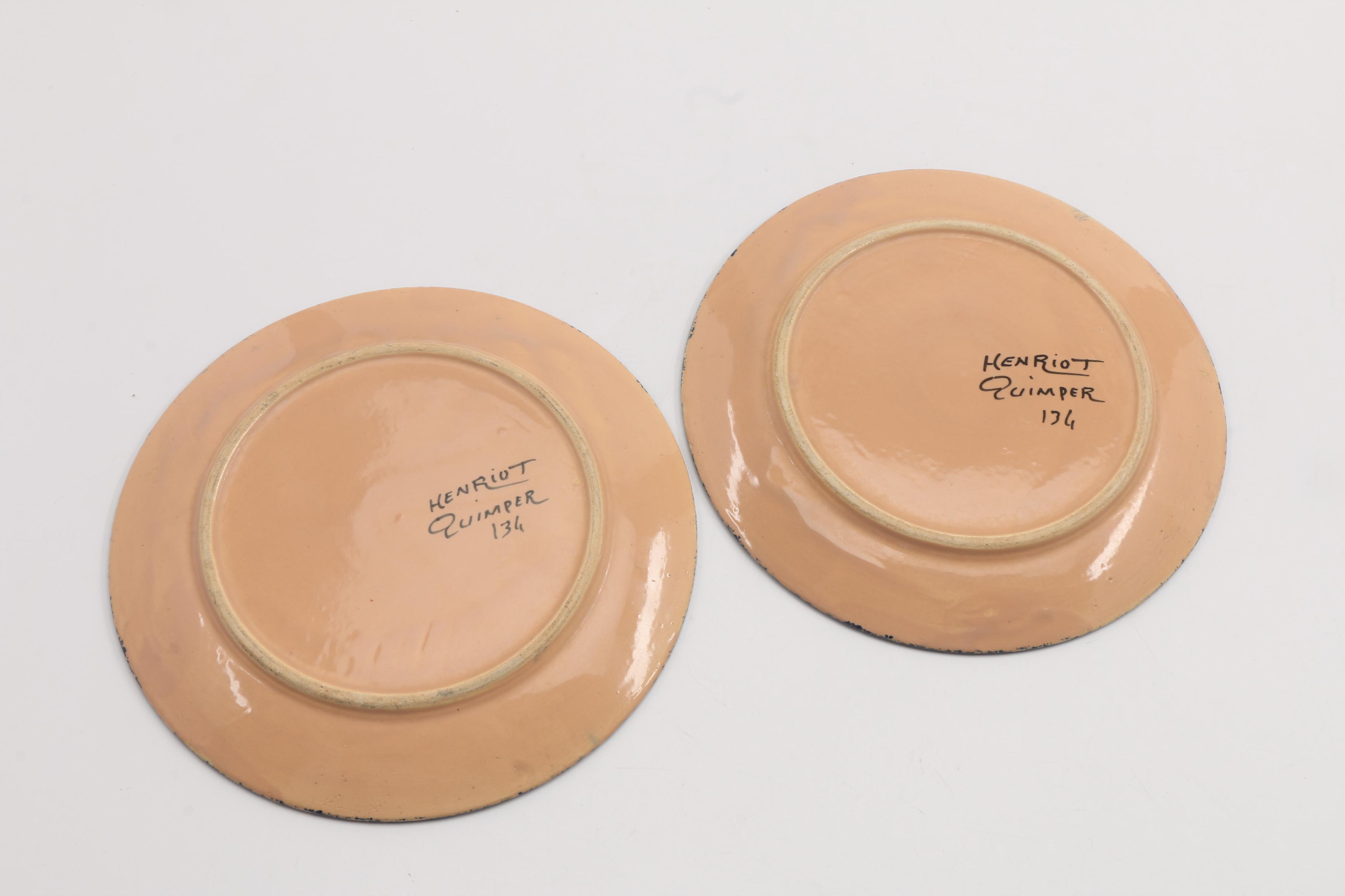 Pair Of Quimper Ivoire Corbeille Plates