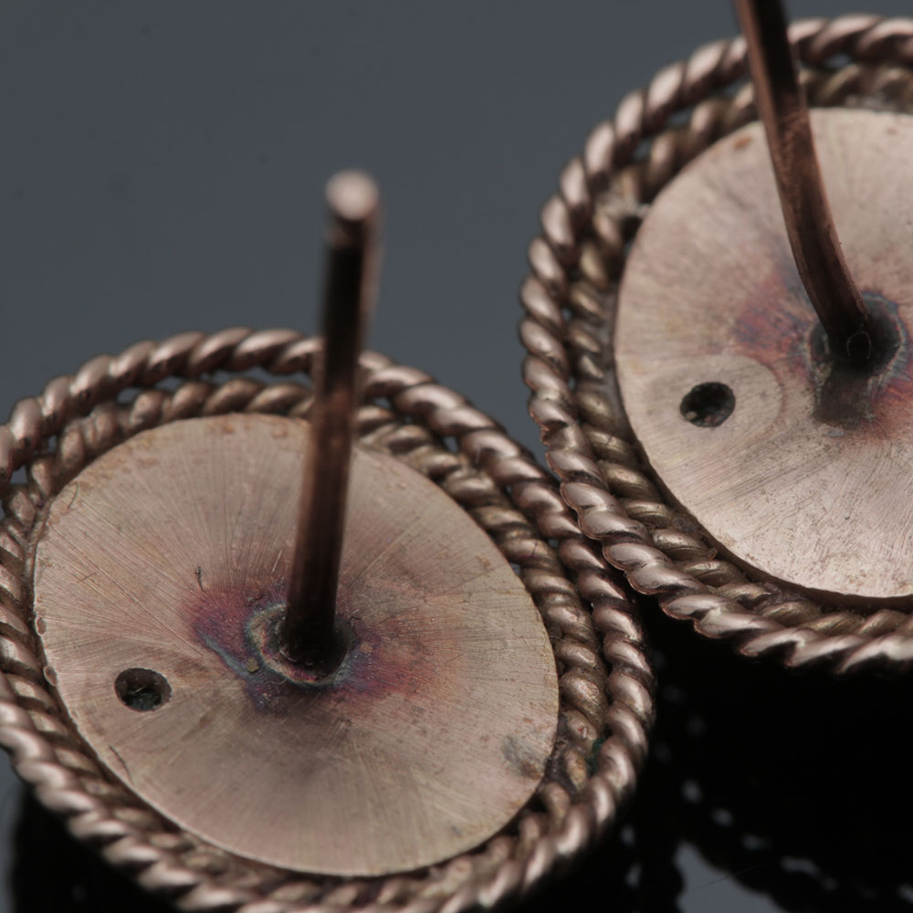 14K Yellow Gold Mother of Pearl and Nephrite Earrings